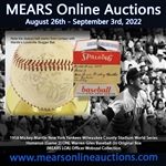 1958 Mickey Mantle New York Yankees Milwaukee County Stadium World Series Homerun (Game 2) ONL Warren Giles Baseball (In Original Box (MEARS LOA) Officer Wobszal Collection 