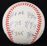 1994-1999 Ultimate Hank Aaron Multi Stat (8) Signed Baseball *JSA* Troy R Kinunen Exclusive