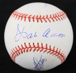 1957 Milwaukee Braves World Series Trios Hank Aaron Eddie Mathews Warren Spahn Signed ONL Baseball *JSA*