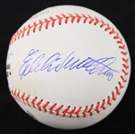 1957 Milwaukee Braves World Series Trios Hank Aaron Eddie Mathews Warren Spahn Signed ONL Baseball *JSA*
