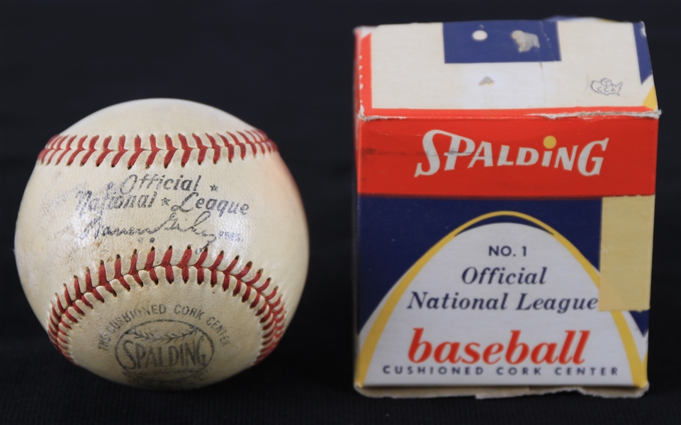 1953 Inaugural Season Eddie Mathews Milwaukee Braves County Stadium Game Used ONL Giles vs Phils In Original Box (MEARS) Officer Wobszal Collection