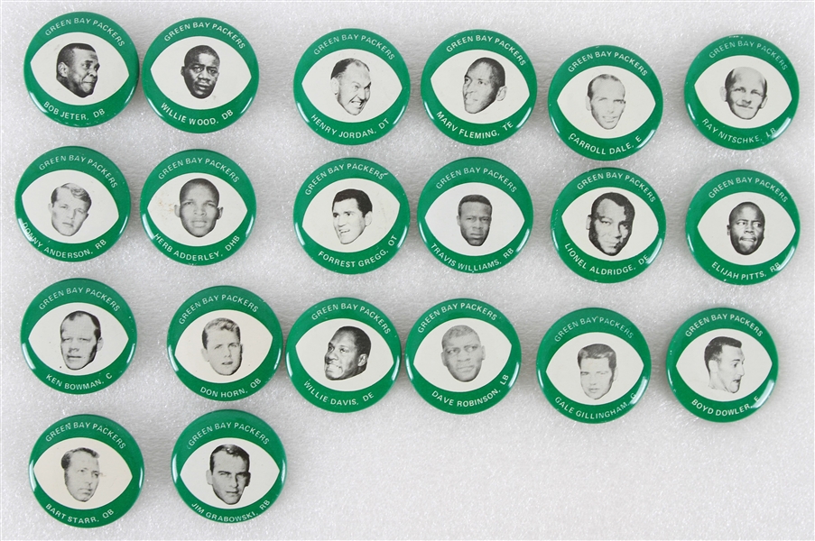 1969 Green Bay Packers Drenks Potato Chips 1" Player Pinback Buttons - Set of 20