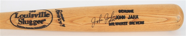 1992-98 John Jaha Milwaukee Brewers Signed Louisville Slugger Professional Model Bat (JSA)