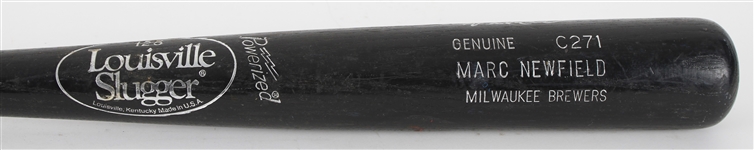1996-98 Marc Newfield Milwaukee Brewers Signed Louisville Slugger Professional Model Game Used Bat (MEARS LOA/JSA)