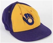 1978-85 Charlie Moore Milwaukee Brewers Game Worn Road Cap (MEARS LOA)