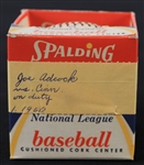 1960 Milwaukee Braves County Stadium Game Used ONL Giles baseball Hit by Joe Adcock vs. Cincinatti Signed by Hank Aaron In Original Box (MEARS/Steiner) Officer Wobszal Collection