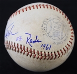 1961 Milwaukee Braves County Stadium Game Used ONL Giles baseball Hit & Signed by Felix Mantilla vs Cinninatti In Original Box (MEARS/JSA) Officer Wobszal Collection