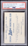 1962-1963 Chicago Zephyrs Basketball Club Season Press Pass Radio TV (PSA Slabbed) 