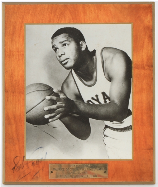1964 Bob Cousy Boston Celtics Signed 10.5" x 12.5" Maurice Stokes 6th Annual Basketball Game Plaque (JSA)
