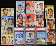 1950's-60's Baseball Trading Cards - Lot of 25 w/ 12 Slabbed 