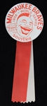 1958 Onsite Milwaukee Braves World Series Souvenir 2 1/4" Pinback w/ Ribbon