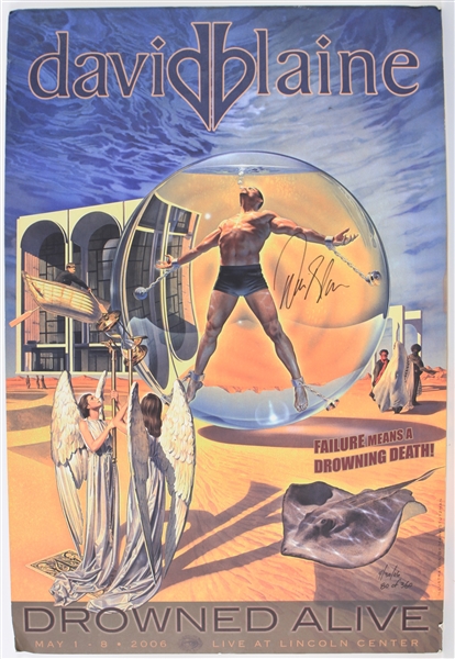 2006 David Blaine "Drowned Alive" Signed 24x36 Live at Lincoln Center Broadside (JSA)