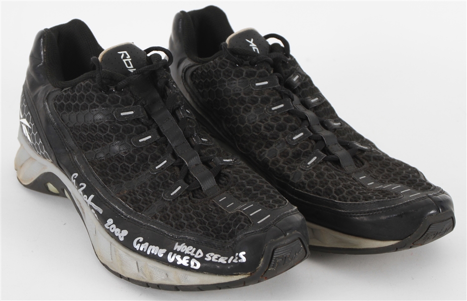2008 Grant Balfour Tampa Bay Rays Signed Reebok World Series Game Used Sneakers (MEARS LOA/JSA)