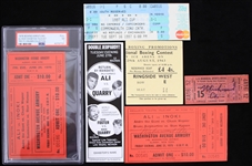 1962-1997 Muhammad Ali Tickets Including Ali vs Inoki (PSA NM 7)(Lot of 6)