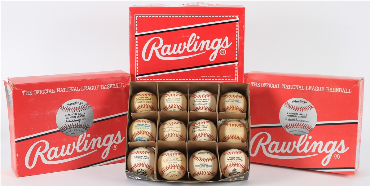 1970s-2000s Game Used Baseball Collection - Lot of 12 w/ 1999 All Star Game, 1999 NLCS, Empty Case Boxes & More (MEARS LOA)