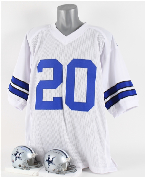 2000s Dallas Cowboys Signed Collection - Lot of 3 w/ Mel Renfro Jersey, Bob Lilly & Gil Brandt Mini Helmets (Beckett)
