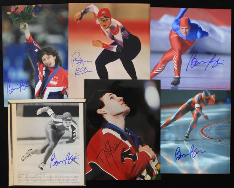 1990s Dan Jansen & Bonnie Blair Olympic Gold Medal Speed Skaters Signed 8x10 Photos (Lot of 15)(JSA)