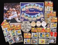 1960s-2000s Baseball Memorabilia Collection - Lot of 22 w/ Unopened Rack Packs, Al Kaline Signed Photo, Signed Baseballs & More 