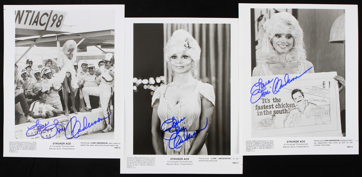 1983 Loni Anderson "Stroker Ace" Signed 8x10 Photos (JSA)