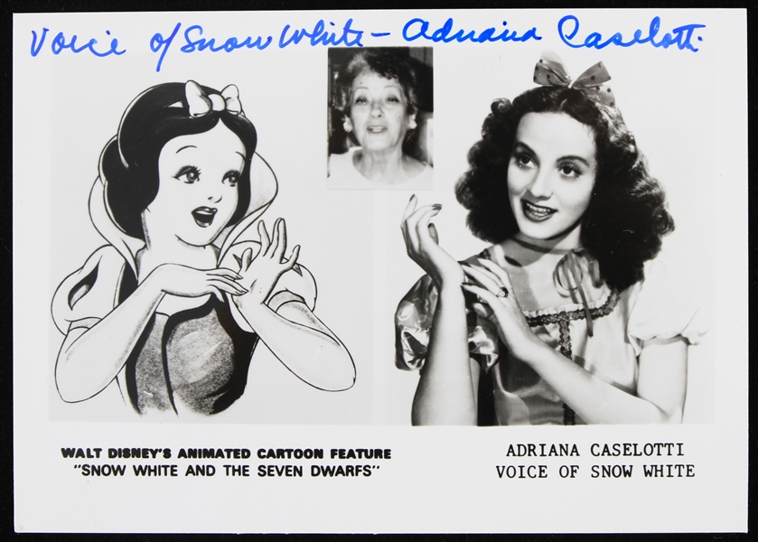 1937 Adriana Caselotti Voice of Snow White Signed 3.5" x 5" Photo (JSA)