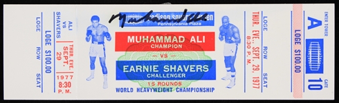 1977 Muhammad Ali vs Earnie Shavers World Heavyweight Championship Signed Ticket (JSA)