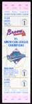 1992 Atlanta Braves vs Toronto Blue Jays World Series Full Ticket 