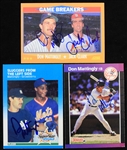 1980s Don Mattingly New York Yankees Signed Baseball Trading Cards - Lot of 3 (JSA)