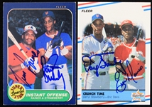 1980s Darryl Strawberry Tim Raines Eric Davis Signed Baseball Trading Cards - Lot of 2 (JSA)