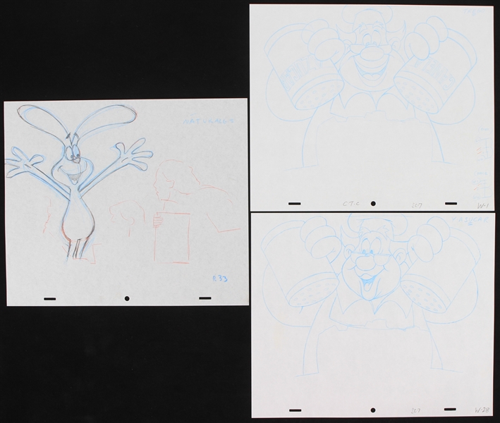 1980s Cereal Box 10.5" x 12.5" Original Illustrations - Lot of 3