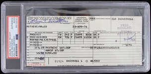 1976 Eddie Mathews Milwaukee Braves Signed Airline Ticket Receipt (PSA/DNA Slabbed)
