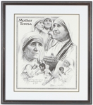 1981 Mother Teresa 27" x 31" Framed George Pollard Artist Signed Lithograph 