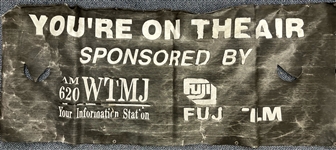 Rare Milwaukee County Stadium Broadcast Booth 35x81 Banner