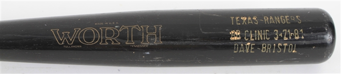 1981 Dave Bristol Texas Rangers Worth Clinic Bat 