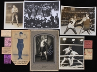 1910s-1950s Rocky Marciano, Jack "Kid" Berg, Ezzard Charles, and more Press Photos w/ Ticket Stubs (Lot of 12)