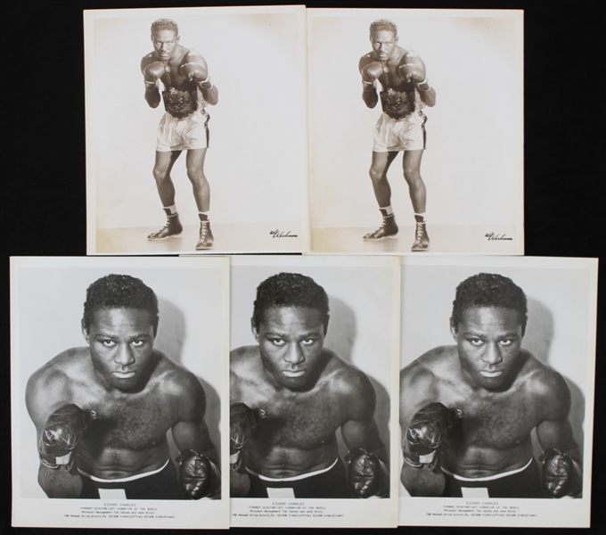 1921-1975 Ezzard Charles "The Cincinnati Cobra" 8x10 Photos (Lot of 5)