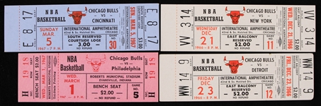 1966-1967 Chicago Bulls Full Tickets (Lot of 4)
