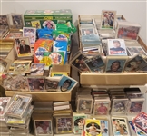 1960s-1990s Baseball Topps and Score Trading Cards w/ Baseball Bats & Toys 