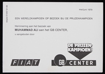 1979 Muhammad Ali World Heavyweight Champion 4 x 6 German Language Promotional Card