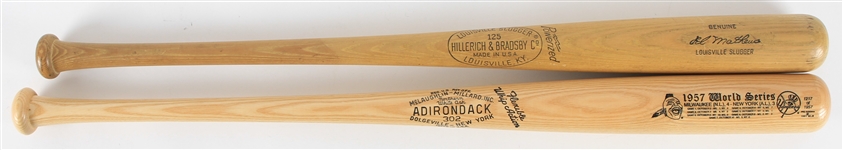 1950s Baseball Bat Collection - Lot of 2 w/ Eddie Mathews H&B Louisville Slugger Store Model & Adirondack 1957 Braves World Series Commemorative