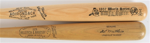 1950's Baseball Bat Collection - Lot of 2 w/ Eddie Mathews H&B Louisville Slugger Store Model & Adirondack 1957 Braves World Series Commemorative