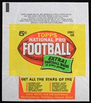 1962 Topps National Pro Football 5 Cent Wax Pack Wrapper