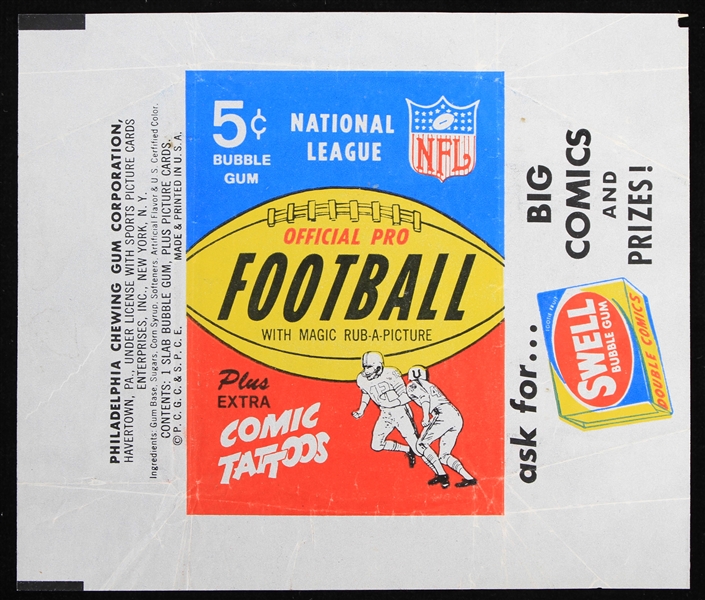 1965 Philadelphia Official Pro Football 5 Cent Wax Pack Wrapper