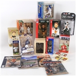 1950s-2000s Sports Memorabilia Collection - Lot of 16 w/ Near Complete 1954 Topps Baseball Archive Set, Publications, Figures & Bobbleheads