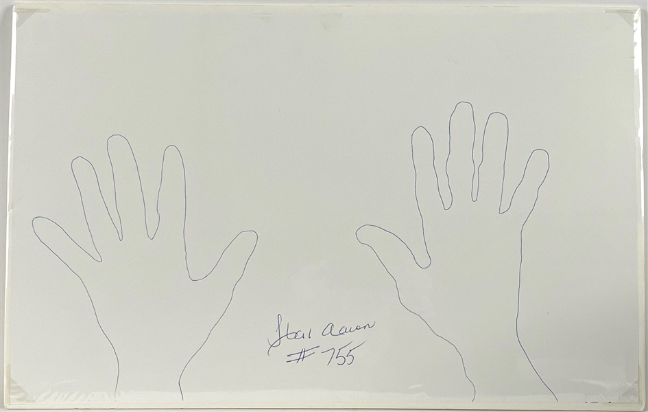 1954-1976 Hank Aaron Milwaukee Brewers Braves Signed 15x24 Hand Tracing (JSA) 