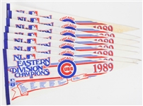 1989 Chicago Cubs N.L. Eastern Division Champions Full Size Pennants (Lot of 7)