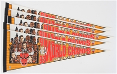 1991-92 Chicago Bulls Back to Back NBA World Champs Full Size Pennants (Lot of 6)