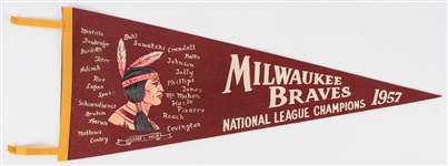 1957 Milwaukee Braves National League Champions Full Size Pennant