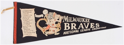 1957 Milwaukee Braves National League Champions Full Size Pennant