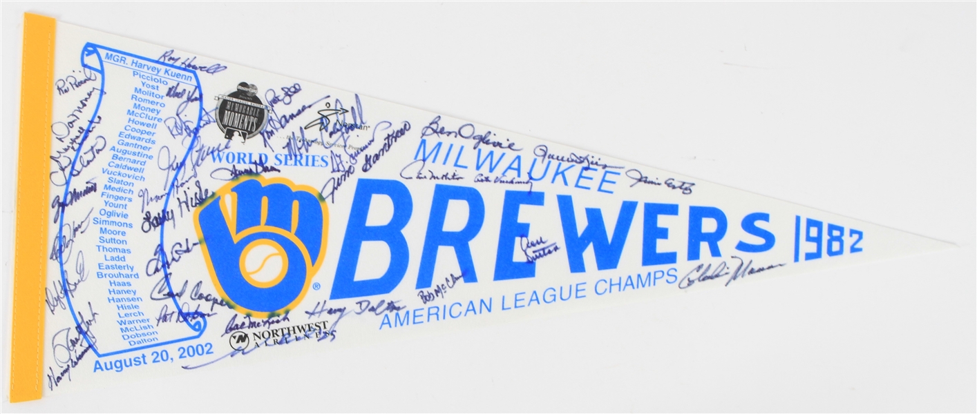 1982 Milwaukee Brewers World Series Champs Multi-Signed Full Size Pennant Including Robin Yount, Ben Oglivie, Cecil Cooper and more (JSA)