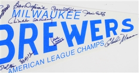 1982 Milwaukee Brewers World Series Champs Multi-Signed Full Size Pennant Including Robin Yount, Ben Oglivie, Cecil Cooper and more (JSA)